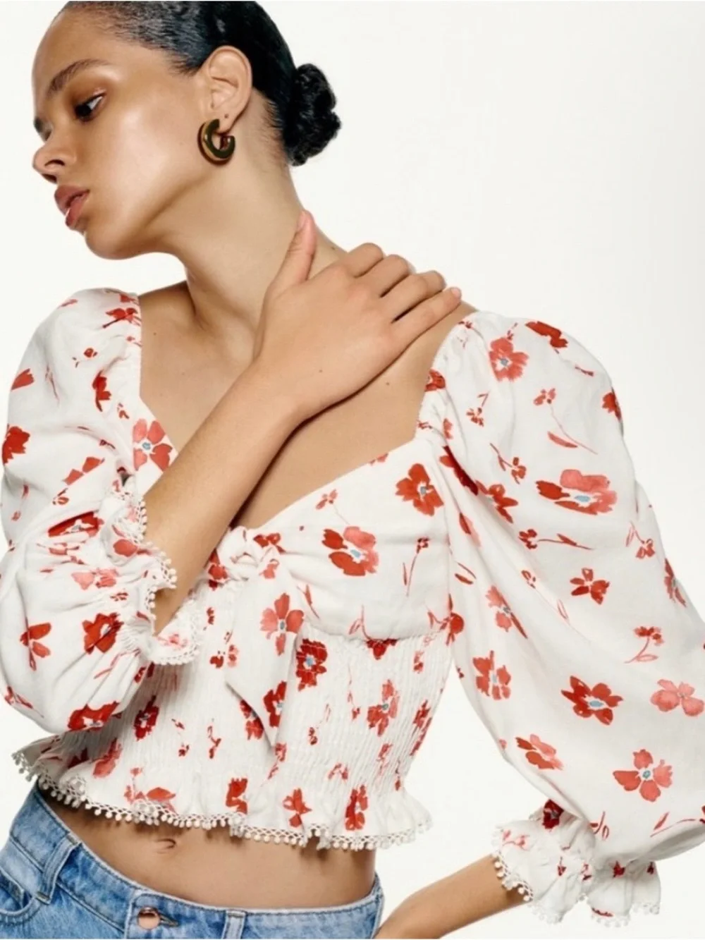 Zara Puff Sleeve Floral Top
